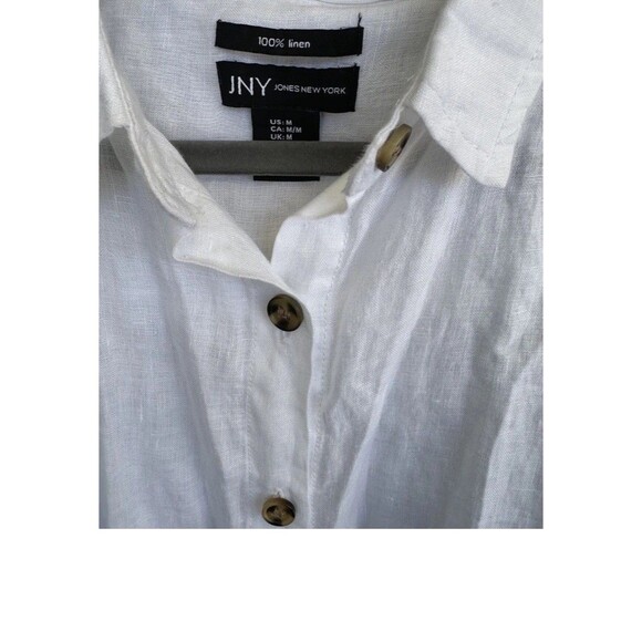 Jones New York 100% Linen Top Women's Small White Button Up Tunic Lightweight - Picture 4 of 4